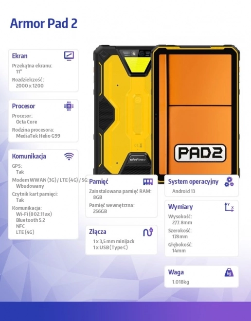 Armor Pad Tablet 11 Inch 8/256GB Black-Yellow