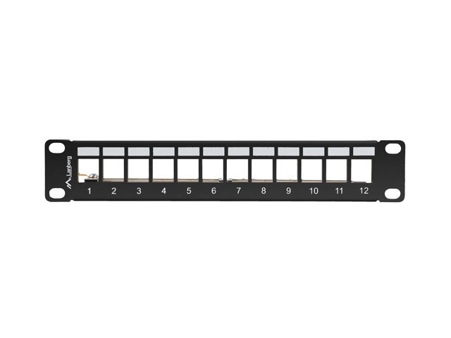Patch panel 12 port with organizer for keystone modules black