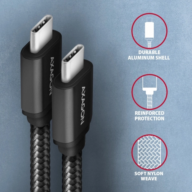 BUCM3-CM10AB USB-C - kabel USB-C 3.2 Gen 1, 1m, PD 60W 3A, ALU, opletený, černý