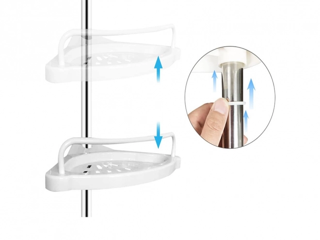 Bathroom Corner Telescopic White Shelf with 4 Levels