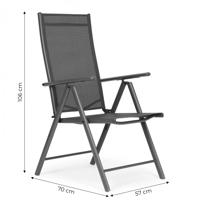 Set di 4 sedie da giardino pieghevoli con schienale regolabile