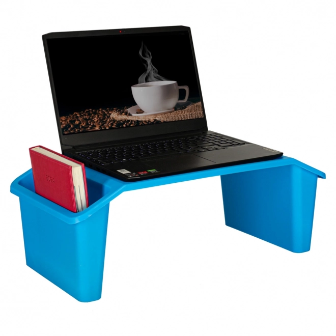 Tavolino per laptop con organizer blu