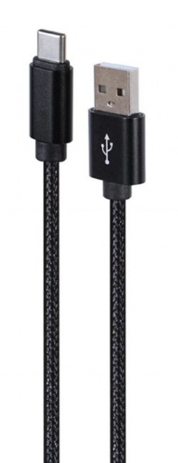 Black braided USB-C to USB-A cable 1.8m