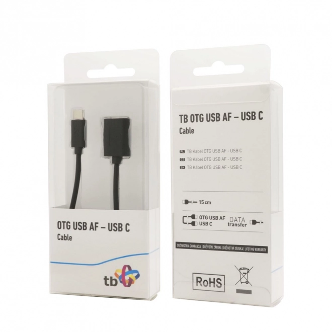 Cavo OTG USB AF - USB C 15cm nero