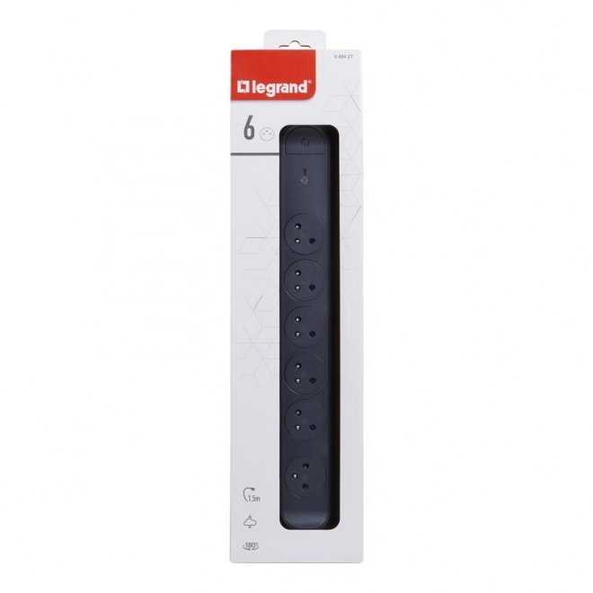 Black Power Strip with 6 Outlets