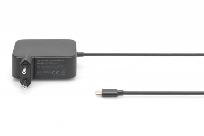 Compact GaN USB-C Charger 100W with Integrated Cable Black