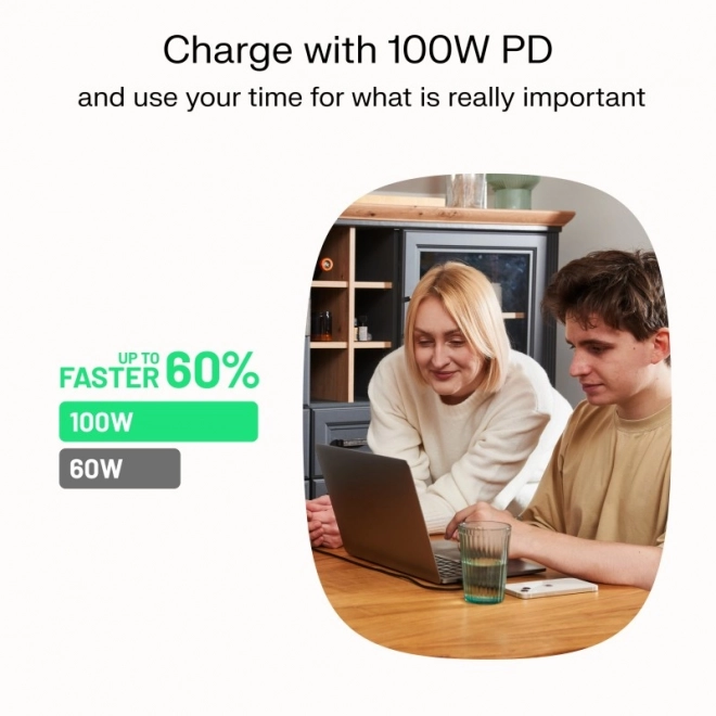 PowerFlex USB-C to USB-C Cable 100W Silicone Black