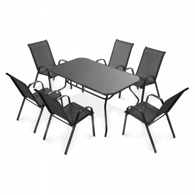 Glass Patio Table Black 120x70 cm