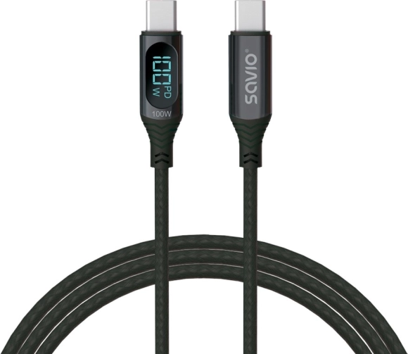 usb-c-kabel met display 100 w savio