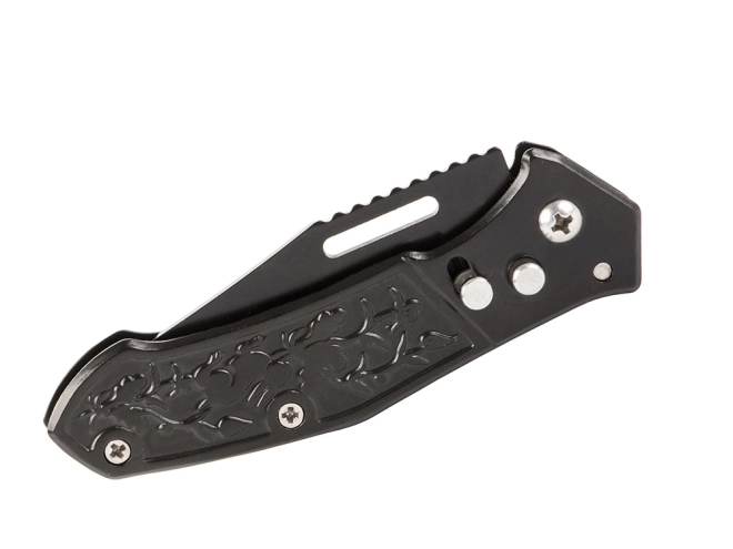 Couteau en acier pliant orné