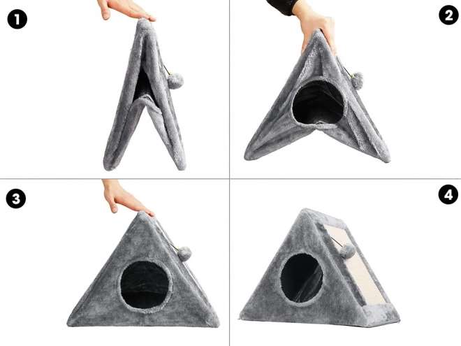 Triangular Cat Scratcher and House with Ball
