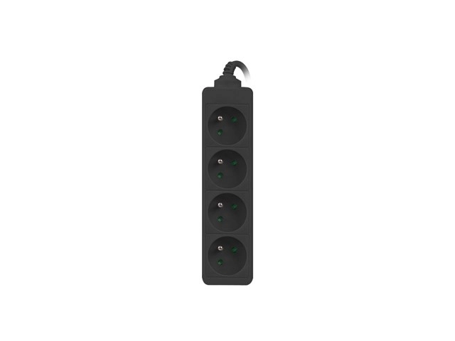 Black Power Strip with 4 Outlets