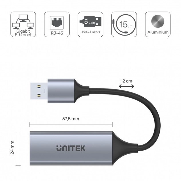 Usb-a 3.1 To Rj45 Adapter, 1000 Mbps