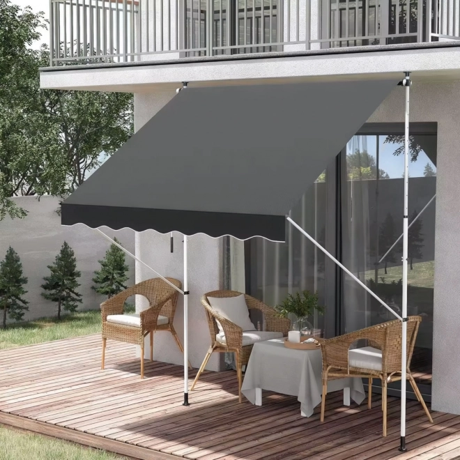Adjustable Balcony Sunshade with Hand Crank Grey