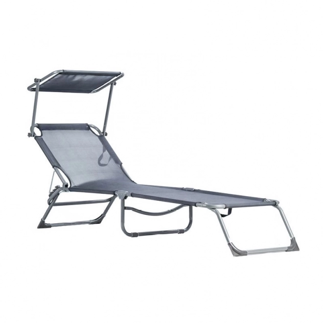 Lounger, Adjustable Garden Chair with Canopy, Gray