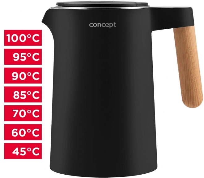 Bollitore elettrico doppia parete 1,5L nero