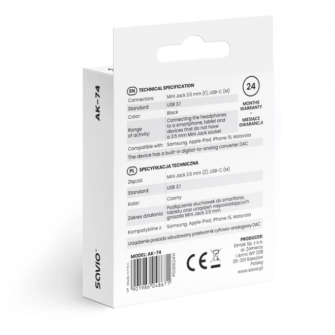 Audio Adapter USB-C to 3.5mm Jack