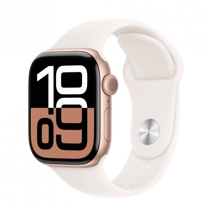 Apple Watch Serie 10 GPS Aluminium Roségold mit Sportarmband Pastellrosa - Größe S/M