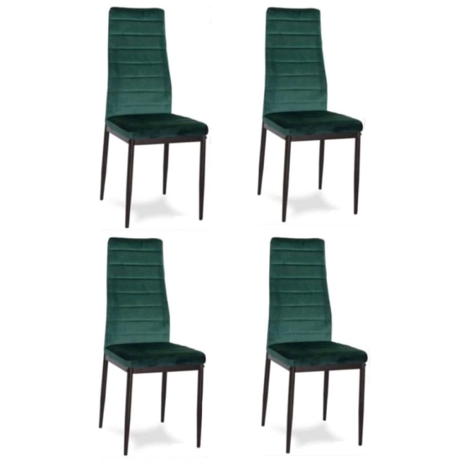 Sedie con schienale profilato - Velluto verde - Set 4 pz