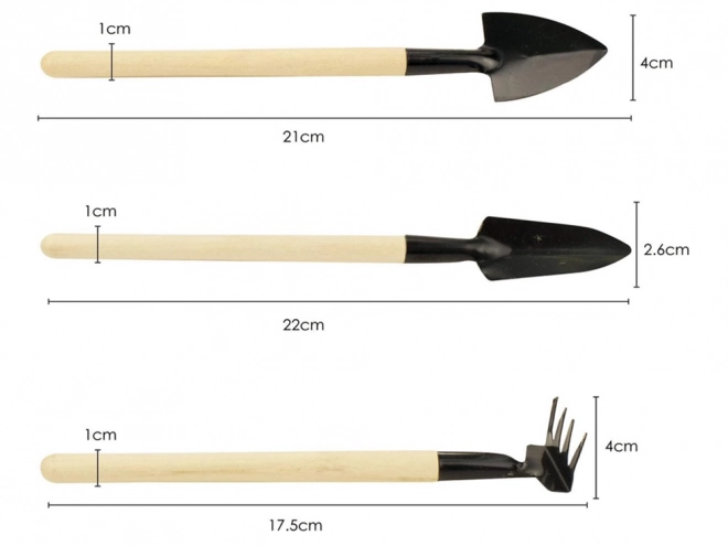 Set di mini attrezzi da giardinaggio 3 in 1 per vasi