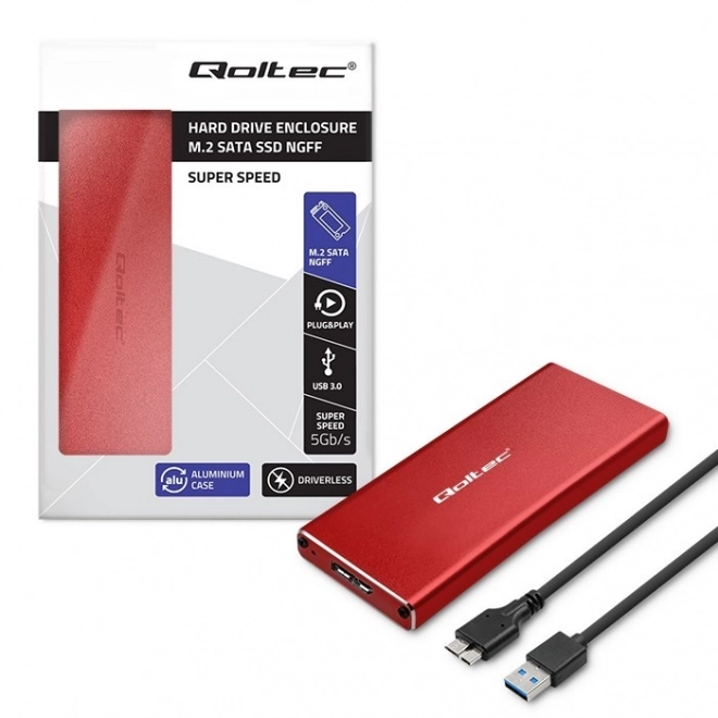 Red Aluminum M.2 SSD Enclosure with USB 3.0