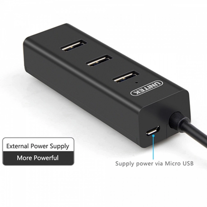 Elegant Black 4-Port USB 3.0 Hub