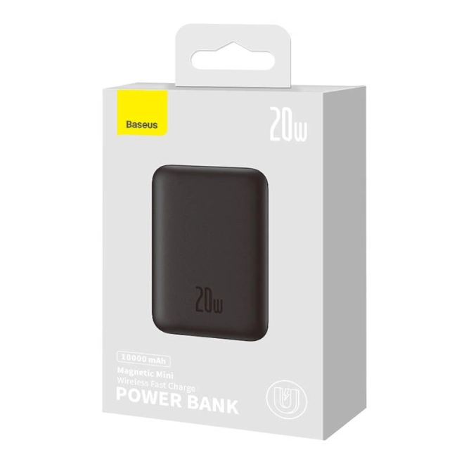 Baseus mágneses mini powerbank 10000mAh, USB-C 20W fekete