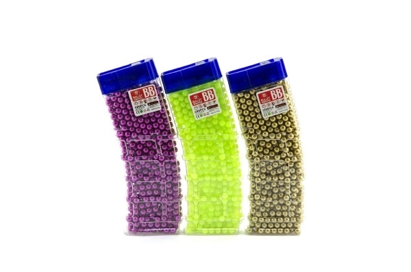 Billes pour pistolet 800pcs 6mm plastique 6 couleurs dans boîte en plastique 7x17cm