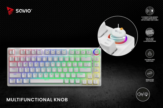Wireless Mechanical Keyboard Phenix White with Gateron Red Switches