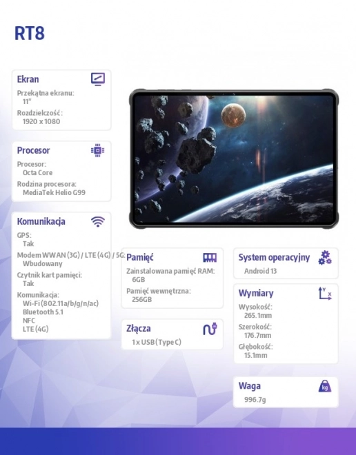 Tablet Rugged RT8 6/256GB Black