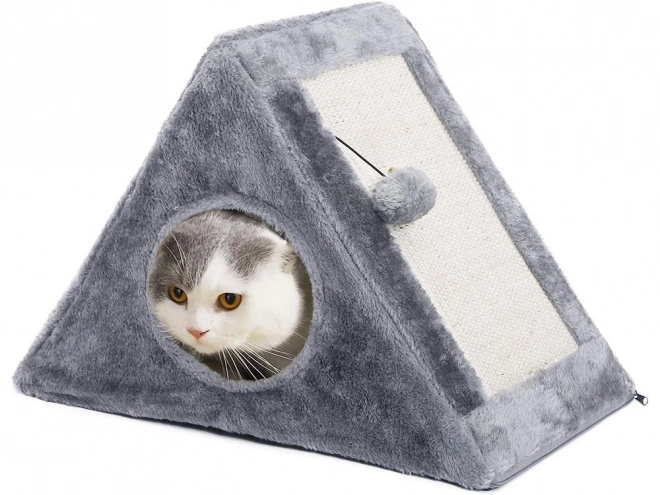 Triangular Cat Scratcher and House with Ball