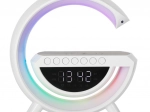 LED RGB lamp with wireless charging, radio, alarm clock, and Bluetooth speaker