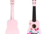 Children's Pink Wooden Guitar with Metal Strings ECOTOYS
