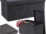 Folding velvet pouf ottoman with storage 76 × 38 × 38 cm RUHHY