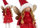 Christmas decoration angel/elf with glitter wings, red