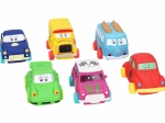 Soft plastic toy car 9 cm with free-rolling wheels