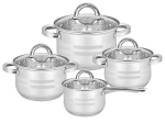 Remo stainless steel pot set, 8 pieces, with glass lids