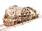 Houten mechanische puzzel UGEARS V-Express stoomlocomotief met tender
