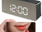 LED alarm clock with mirror display 4-in-1 with thermometer and date