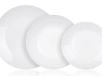 ZELIE dinner set, 18-piece, glass, white