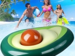 Inflatable avocado pool lounger with removable pit 150 cm
