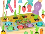 Drvena montessori igra – magnetski ribolov, crvići i mrkvice
