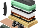 RUHHY Water Sharpening Stone for Knives – Set with Multiple Grits and Leather Strop