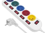Surge-protected power strip with 5 outlets and individual switches