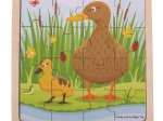 Fa keretes puzzle BIGJIGS TOYS – kacsamama kiskacsával – 16 darabos