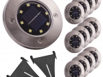 Solare nedgravningslamper til haven med skumringssensor, 8 LED, kold hvid, sæt med 12 stk.