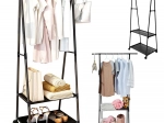 Mobile Clothes Rack with Shelves