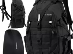 Schwarzer Militär- und Tourenrucksack 25 l mit Regenhülle