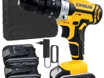 Cordless drill and screwdriver 18 V with LED, case and 2× 2 Ah batteries