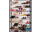 Multi-level shoe rack with 10 shelves for 50 pairs, metal tubes, 90 × 25 × 140 cm